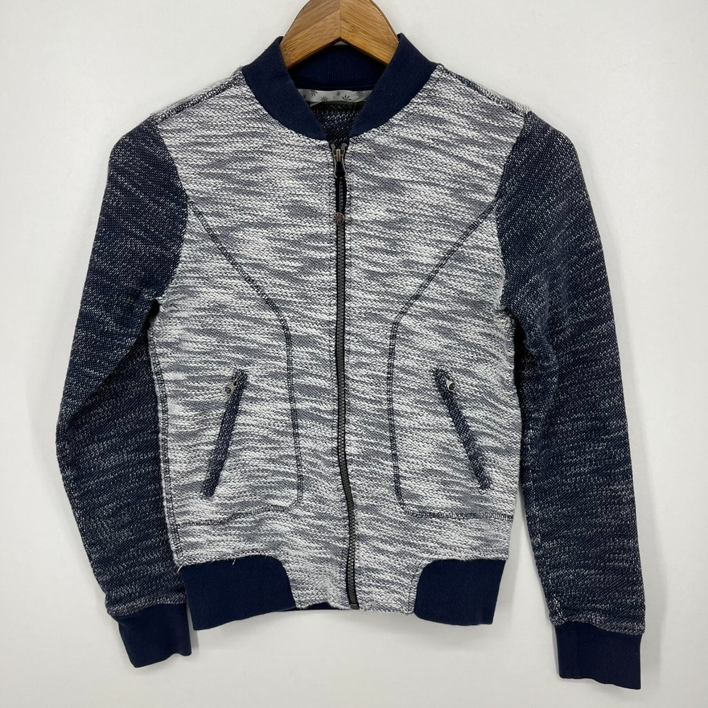 Athleta Full Zip Sweatshirt Women's Size XS Gray Blue 100% Cotton Pockets Yoga